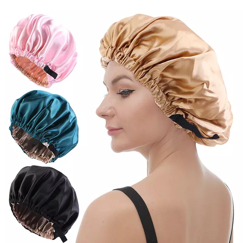 Neue unsichtbare flache Imitation Seiden satin Haar kappe für schlafende verstellbare Nacht mütze