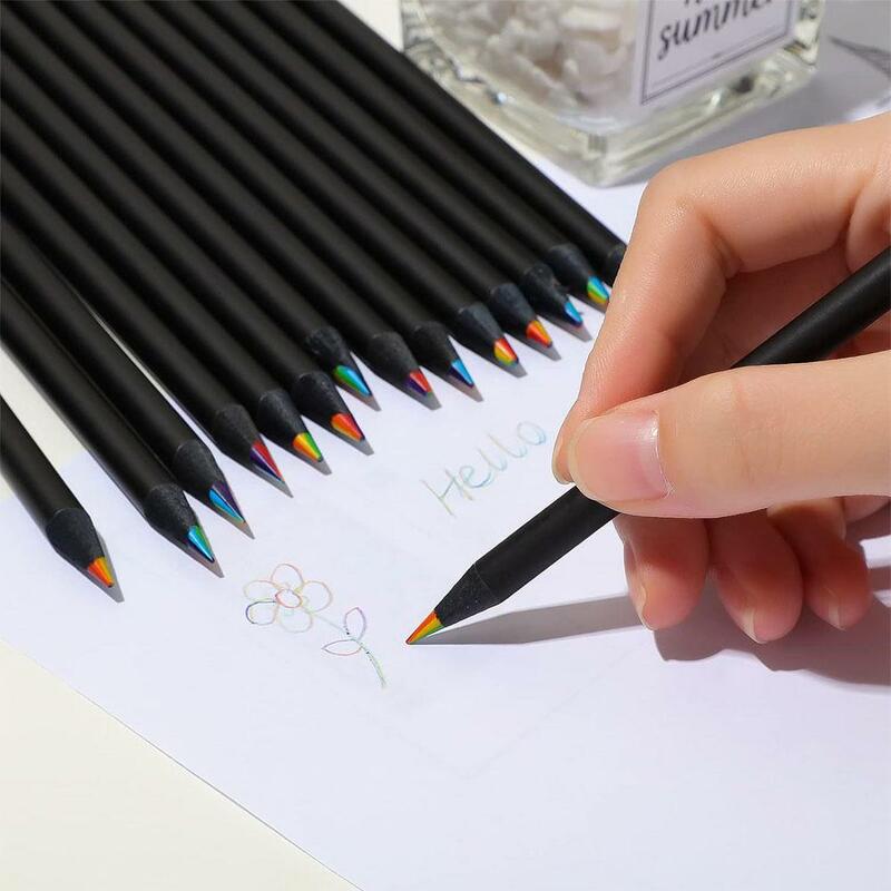 Lápiz arcoíris de 7 colores, crayones de gradiente concéntrico, dibujo, pintura, regalo para niños, papelería, lápiz multicolor, arte, T6Y2
