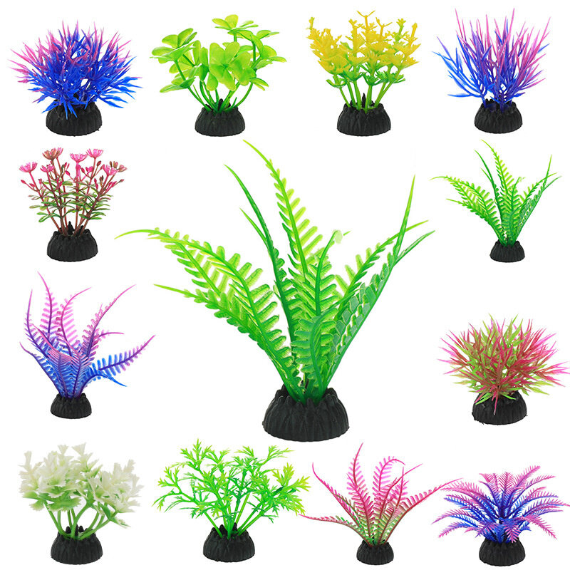 1pc novo plástico planta de água grama decorações do aquário plantas tanque de peixes grama ornamento flor decoração acessórios aquáticos