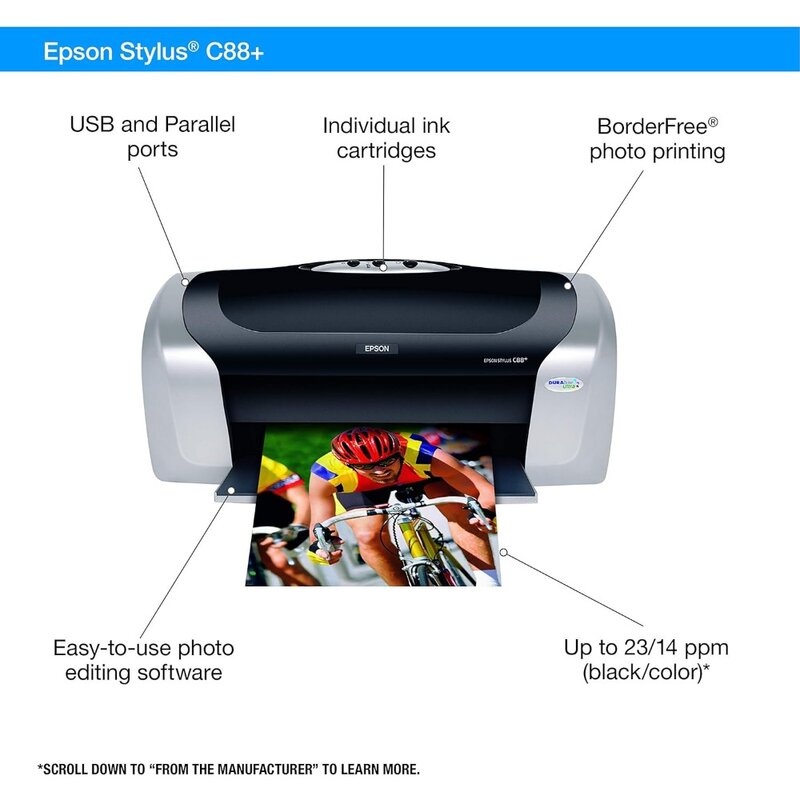 Цветной струйный принтер Stylus C88 +, 5760x1440 dpi, печать на обычной бумаге, настольная модель печати C11C617121