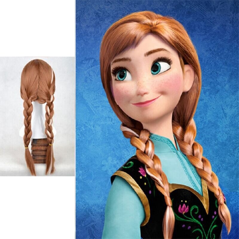 Anna duplo chicote Elsa princesa peruca, peruca infantil de Halloween, Freeze Cos