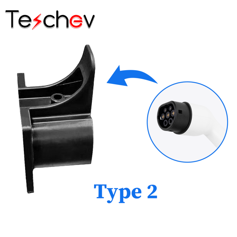 Teschev EV Charger Holder For Type2 IEC62196 Type1 J1772 GBT Connector Socket Plug Wall Mount Electric Car Charging Cable Holder
