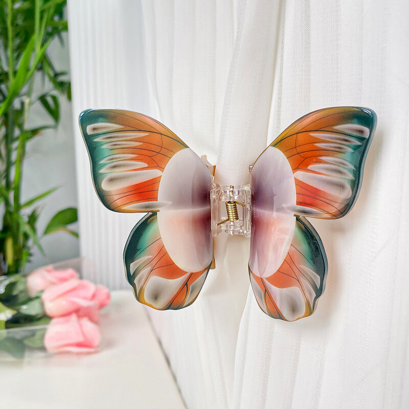 Muweordy Simulation Butterfly Hair Claw Acrylic Claw Clip Temperament Grab Hair Clip for Girls Ins Shark Clip Hair Accessories