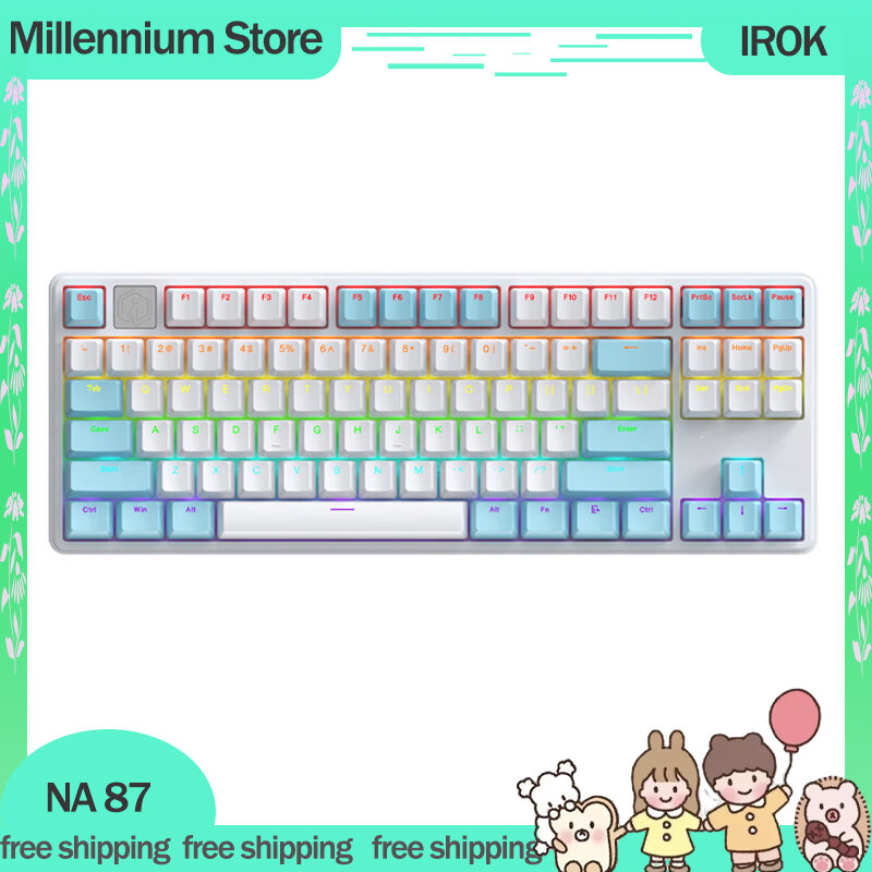 Механическая игровая клавиатура IROK NA87, проводная Магнитная клавиатура с переключателем, горячая замена, RGB подсветка, HIFI, игровая клавиатура на заказ, подарок