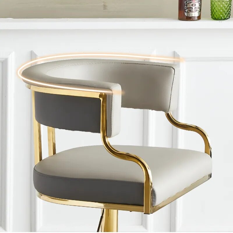 Modern Swivel Bar Stools Height Adjustable Luxury Nordic PU Leather Bar Chair Kitchen Counter Stools Living Room Bar Furniture