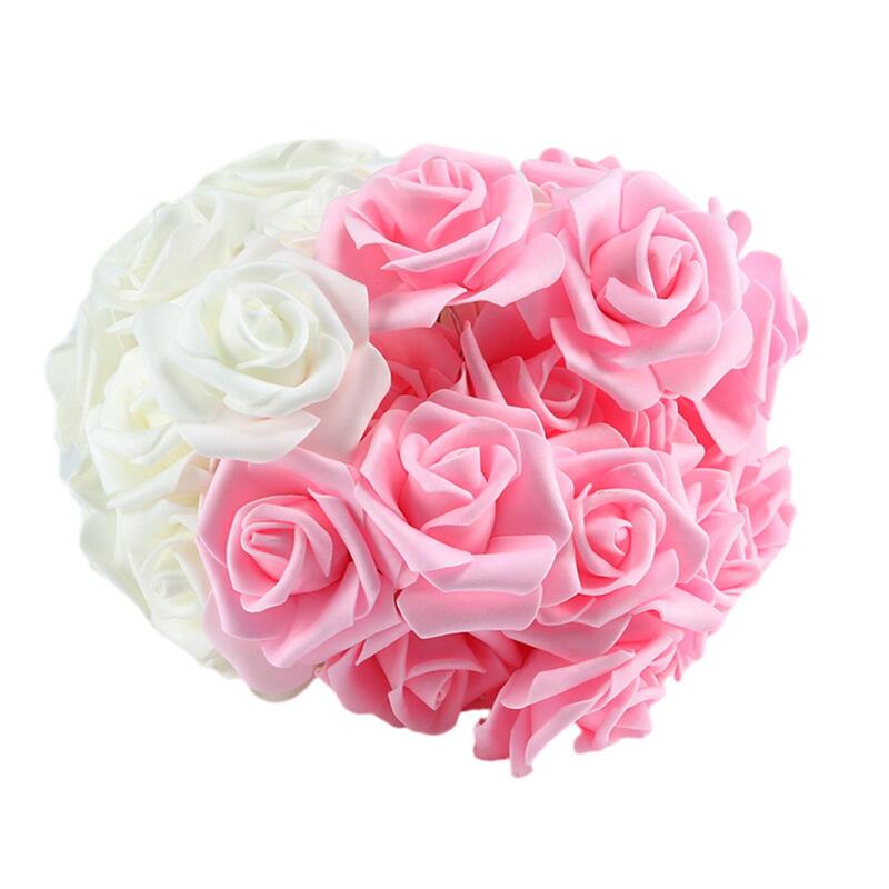 ไฟราวดอกกุหลาบ LED ประดับดอกไม้ในร่มกลางแจ้งสีชมพูและสีขาวสำหรับของตกแต่งงานแต่งงานติดหน้าต่างในเทศกาลงานปาร์ตี้