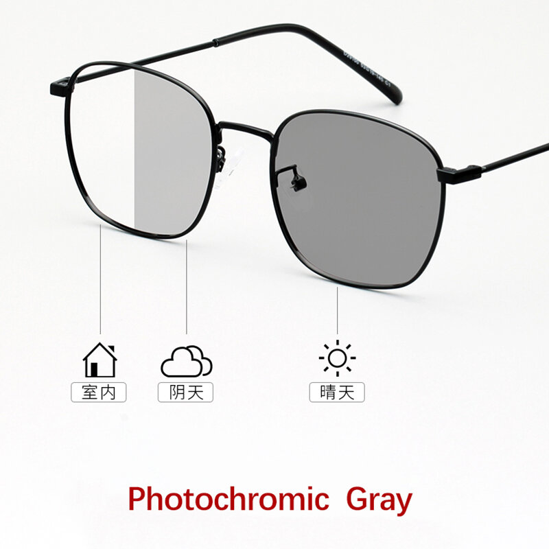 -150 -175 Bijziendheid Bril Meekleurende Grijs Lens Zonnebril Voor Vrouwen Mannen Presbyopie Optics Ultra Licht Metalen Ovale eyewear