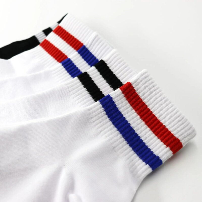 Calcetines tobilleros de algodón para hombre, medias deportivas de dos rayas, Estilo Vintage, hip hop, Skate, Athletic, Blanco, Negro, diseño Punk