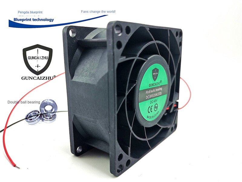 Guncaizhu-Duplo Ball Bearing ventilador de refrigeração, freqüência variável, Max Airflow Rate, 80x80x38mm, 48v0.14a, 8cm, Novo