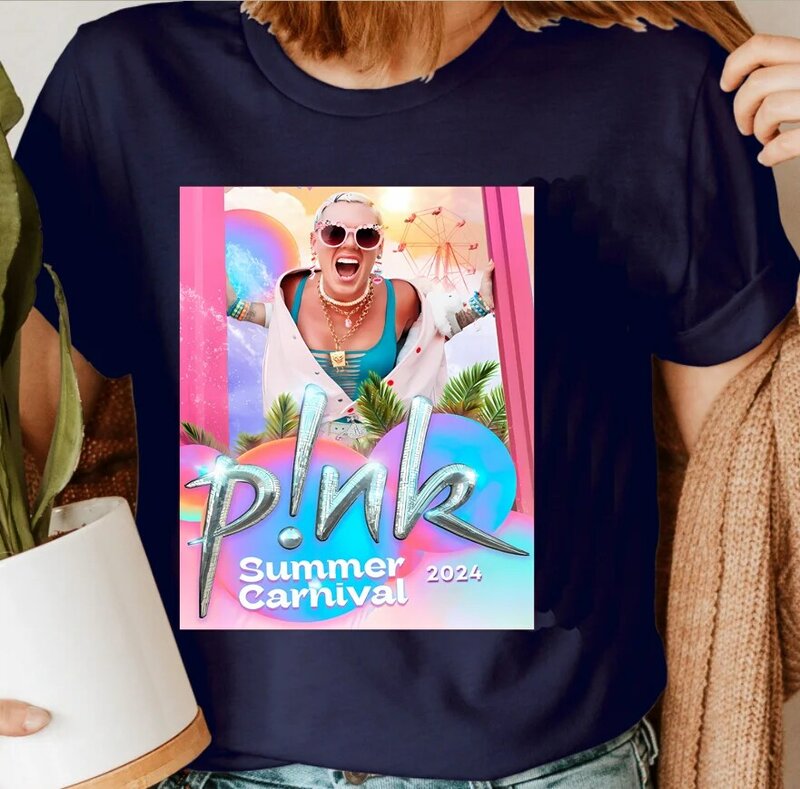 Модал P!nk певец Лето карнавал 2024 фестиваль Uni Футболка мужская женская розовая футболка оверсайз Футболка модная женская блузка футболки