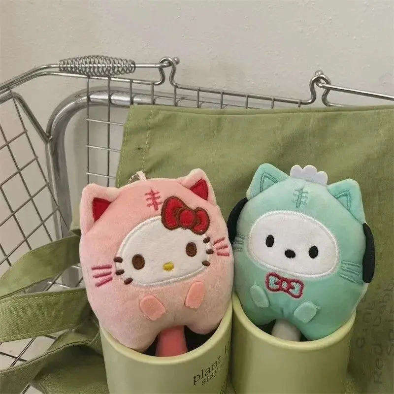 Kuromis Cinnamorolls Cross-dressing Cat Doll Keychain My Melodys Anime Cartoon Backpack Cute Pendant Children Plush Toys