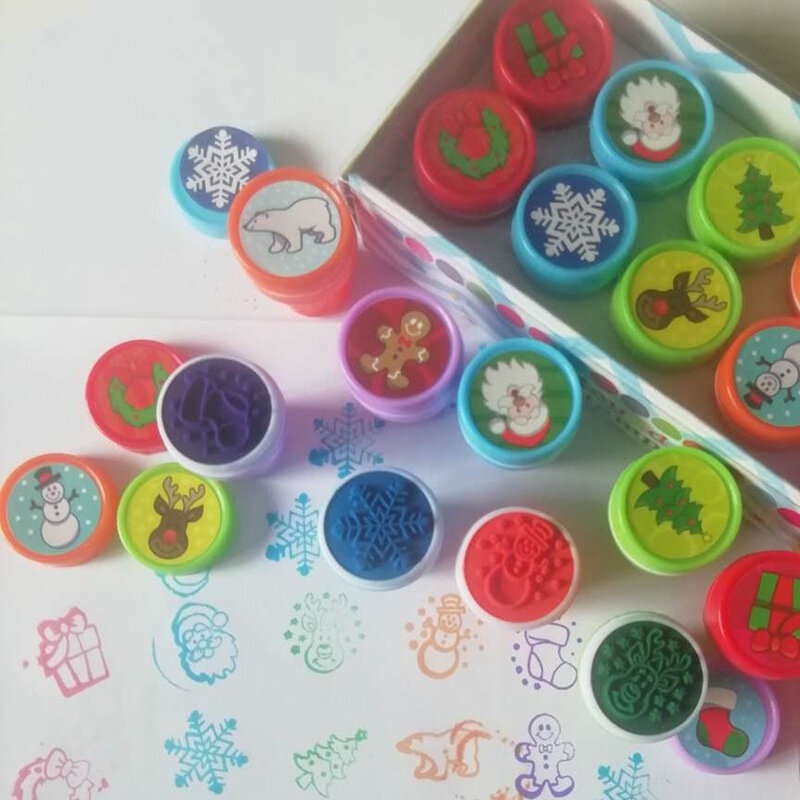 10 Pieces/box Children's Toy Stamp Cartoon Marine Animal Dinosaur Stamp DIY Painting Notebook Decoration Gift