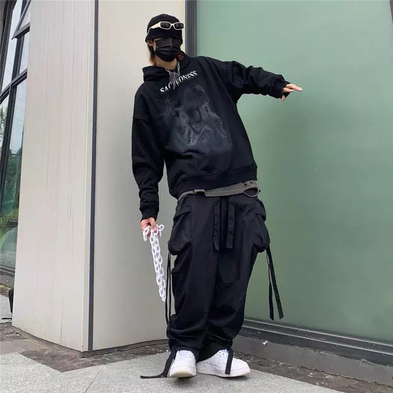 Sudadera con capucha con estampado de grafiti para mujer, ropa de calle holgada de Hip Hop, estilo Harajuku, Y2k