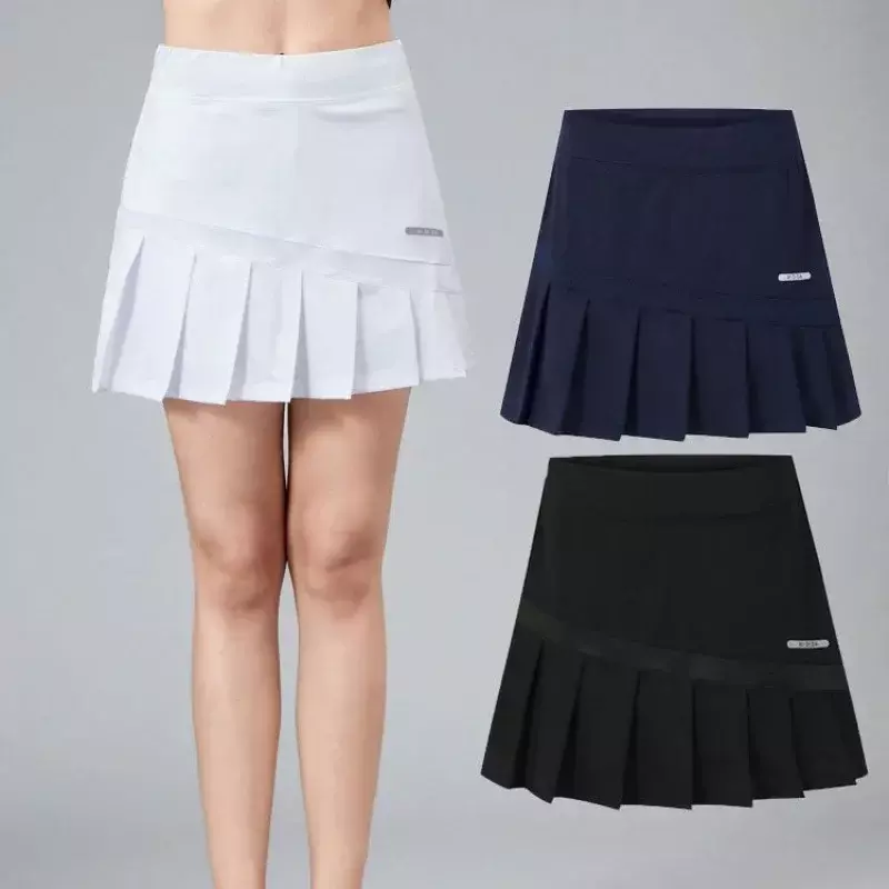 Women Tennis Skirt Badminton Sports Short Dress Quick-Drying Anti exposure Fitness Running Yoga Fake Two-Piece Pleated Skirt