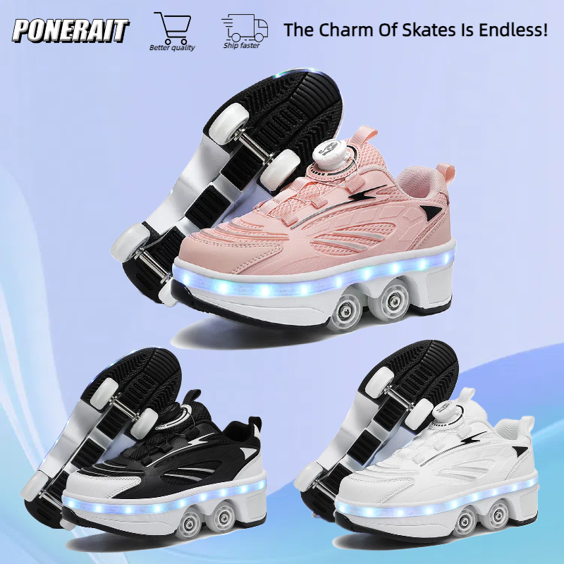 Boys Roller Skates 4 Boys and Girls Roller Skates Adult Outdoor Fashion Leisure Removable Luminous Roller Shoes