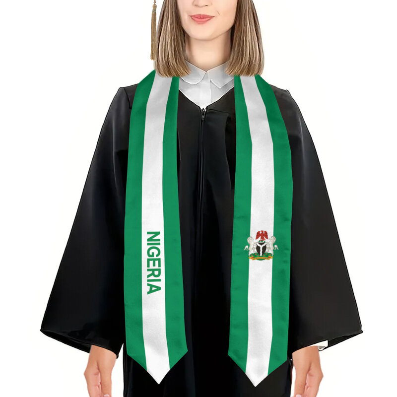 More design Graduation shawl Nigeria Emblem & United States Flag Stole Sash Honor Study Aboard International Students