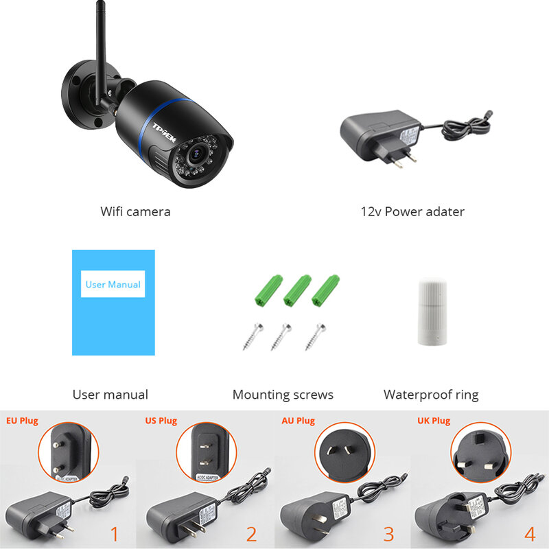 Câmera de Segurança Exterior à Prova de Intempéries, Vigilância por Vídeo, Sem Fio, Wi-Fi, CCTV, 4MP, 1080P, CamHi