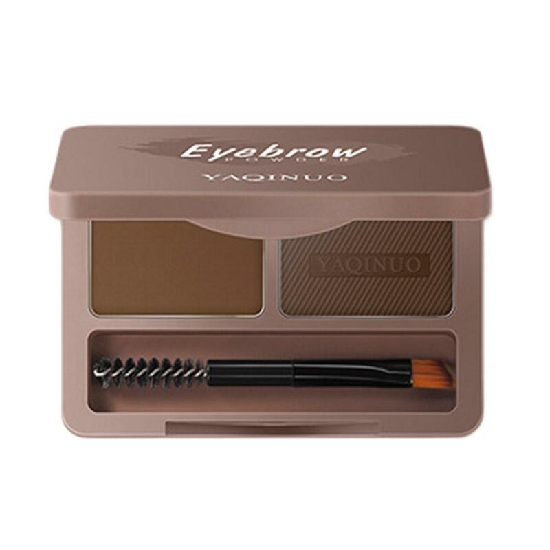 2 Color Eyeshadow Powder Women Beauty Makeup Brown Coffee Eye Cream Waterproof With Brush Brow Eyebrow Palette K2C2