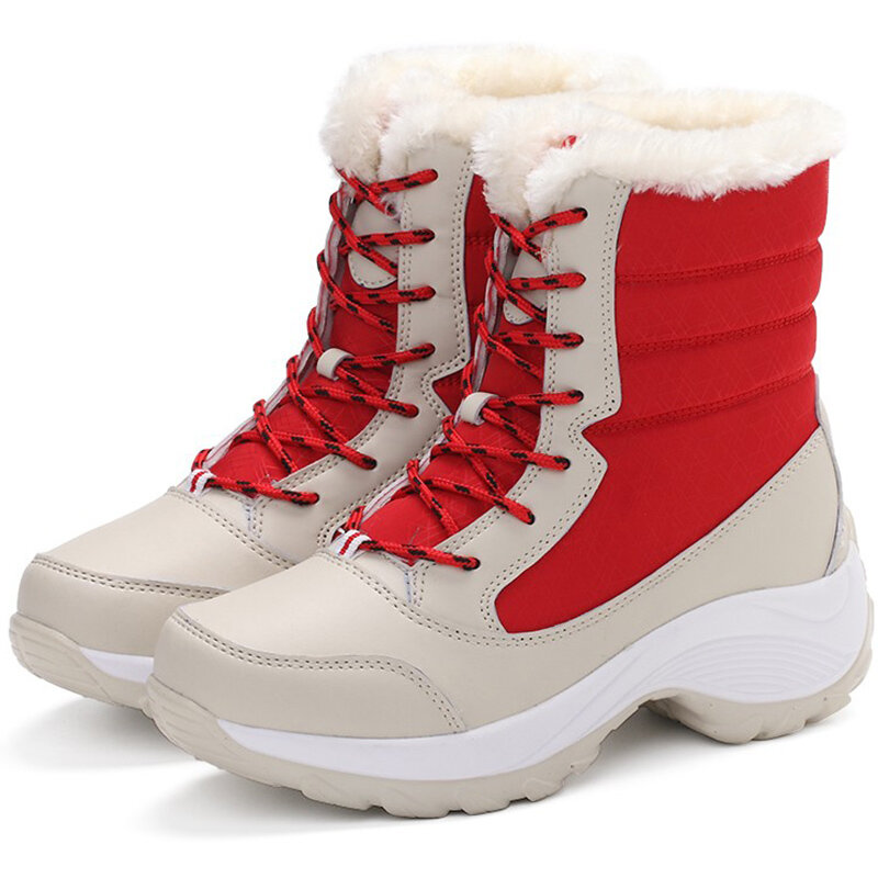 Bottines légères à plateforme pour femme, chaussures d'hiver à talons, garde au chaud, pour la neige