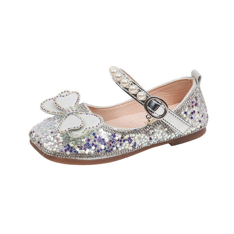 Nuove ragazze Glitter Wedding Performance Shoes Fashion Bling versatili Kids Flats Princess Toddler antiscivolo Dance Mary Jane Shoes