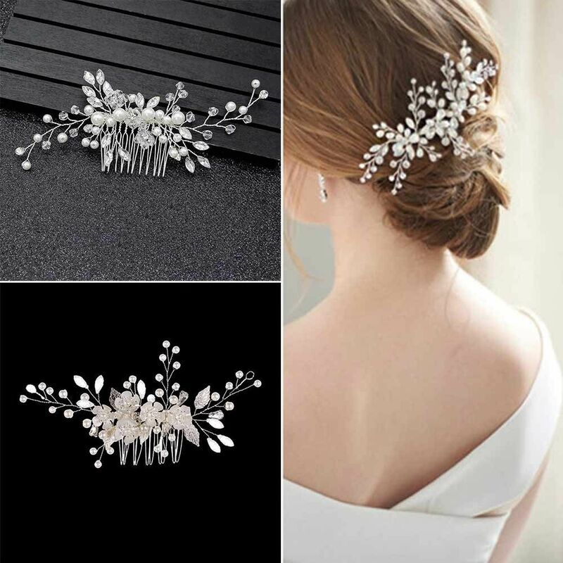 Fashion Headwear Wedding Hair Accessories Crystal Rhinestone Hairpins Flower Pearl Hair Comb Bridal Hair Comb