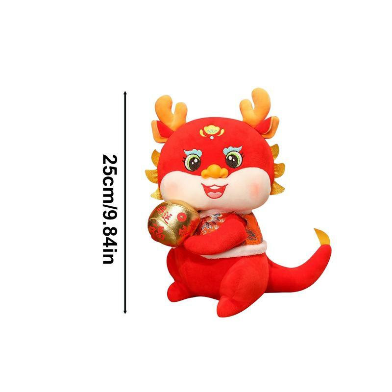 Zodiak pluszowa zabawka zodiak smok zwierzę pluszowy szczęśliwy czerwony zodiak smok pluszak na prezenty urodzinowe upominki świąteczne