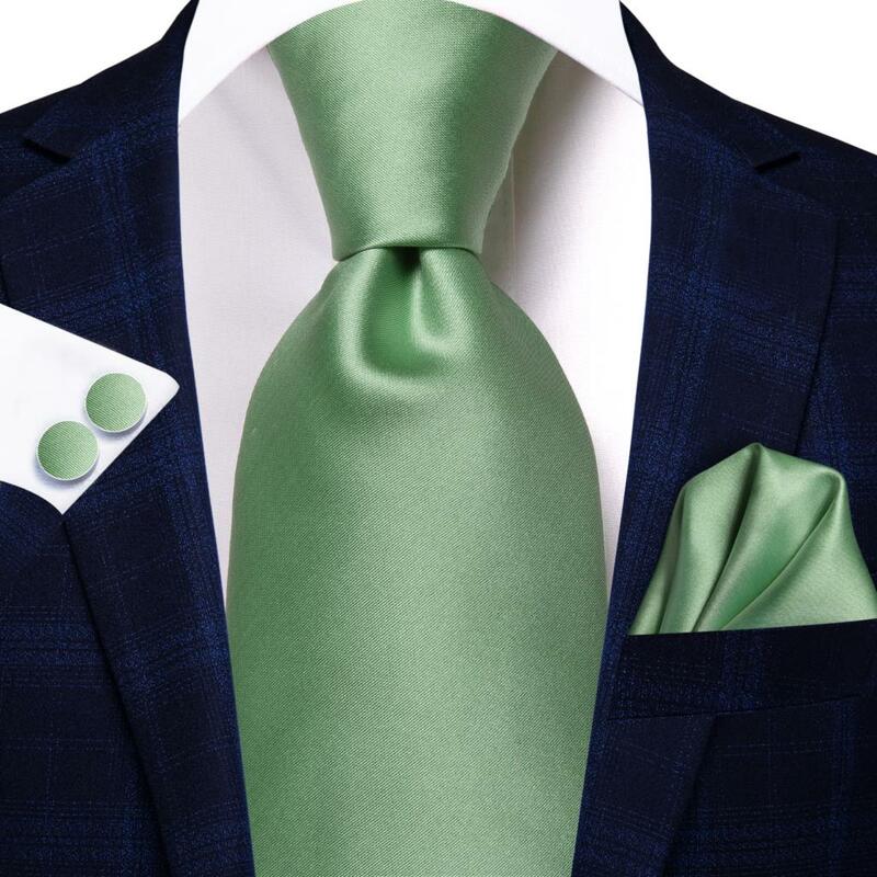 Hi-Tie Sage Green Solid Silk Wedding Tie For Men Handky Cufflink Gift Mens Necktie Fashion Designer Business Party Dropshiping