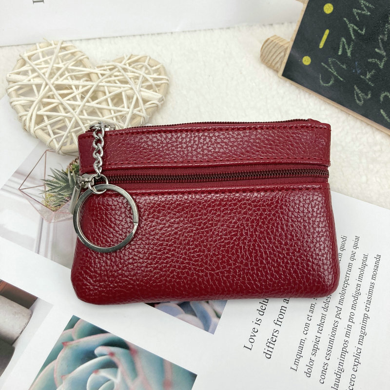 Women's Small Change Money Bags Pocket Wallets Key Holder Case Mini Functional Pouch Zipper Card Wallet PU Leather Coin Purses