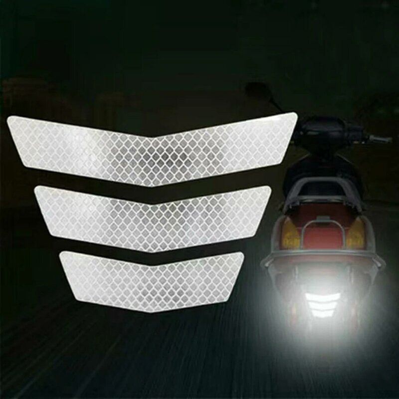 3Pcs Motorcycle Stickers Reflective Warning Trapezoidal Arrow Tail Fender Racing Bumper Decal Adhesive Tape for Car Truck Bike
