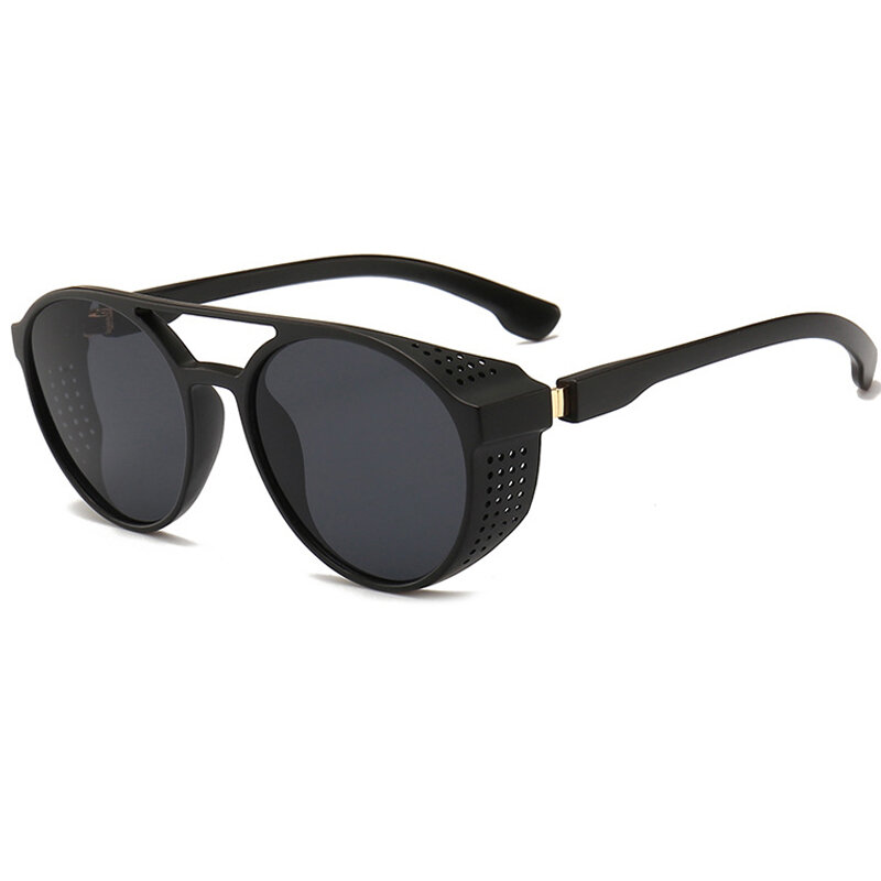 ALOZ MICC nowe Retro okulary przeciwsłoneczne w stylu steampunkowym damskie marka projektant boczne siatki okrągłe punkowe okulary mężczyźni czerwony szary obiektyw UV400 Q393
