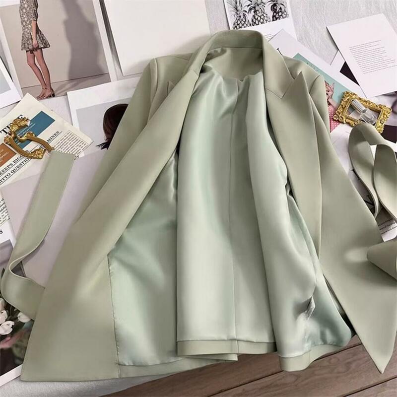 Casaco de negócios formal feminino com cintura cintada, terno primavera, slim fit, manga comprida, casaco de escritório para trajeto de óleo, estilo empresarial