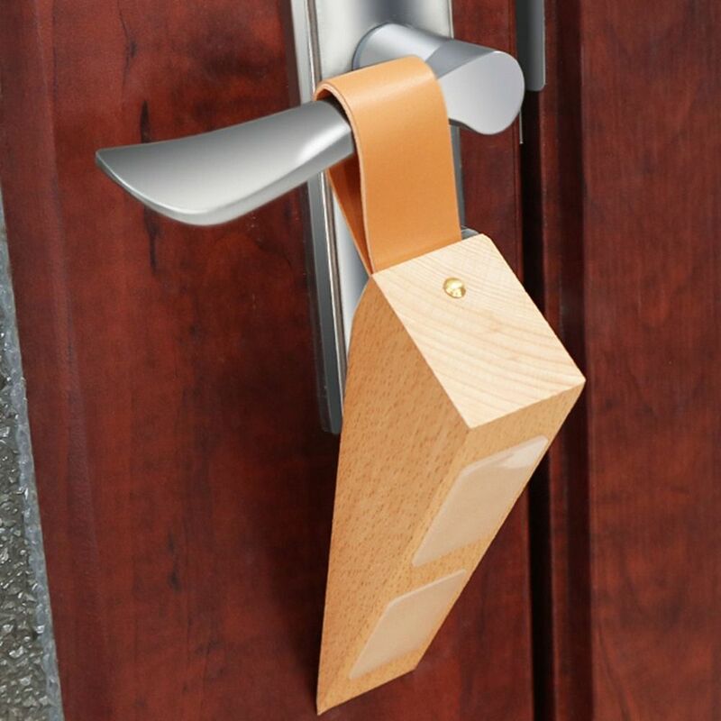 Tope de manija de puerta de madera maciza sin clavos para el hogar, bloque de Clip de puerta anticolisión reutilizable, Tope de puerta de cuña