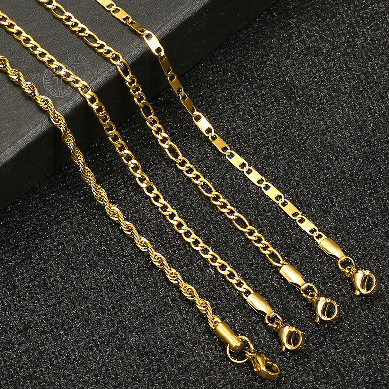 Minimalist Metal Anklets Women Gold Color Stainless Steel Figaro Rope Curb Link Leg Chain Basic Chic Lady Girl Jewelry 10inch