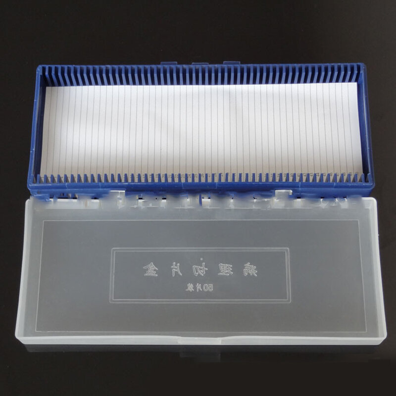Szkiełko podstawowe skrzynka biologiczna patologia mieści do 50 szt. Szkiełek biologiczne pudełka prostokątne mikroskop przeźrocze szklane pudełko 1X