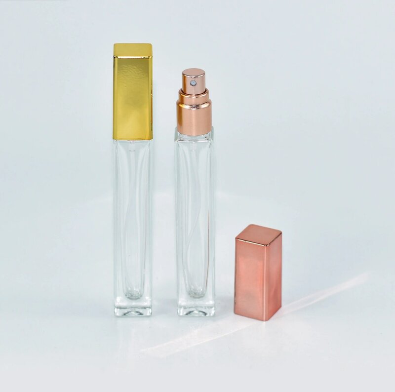 10ml przezroczysta szklana butelka perfumy w sprayu pusta kwadratowa drobna mgiełka do twarzy butelka z atomizerem przenośnych pojemnik na kosmetyki fiolek