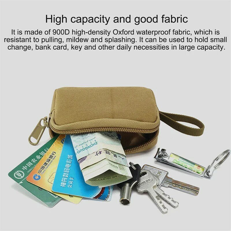 Mini cartera táctica para hombre, bolsa para tarjetas, bolsillo pequeño para llaves, dinero, impermeable