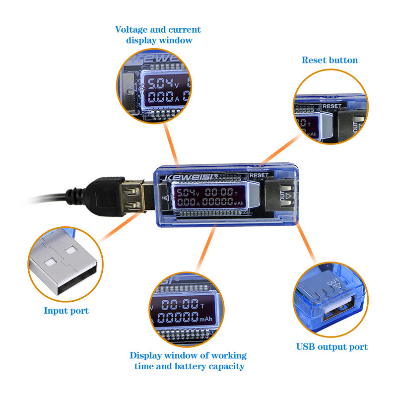 Test batteria USB corrente tensione capacità Tester Volt corrente tensione medico caricabatterie capacità Tester Tester rilevatore di potenza Mobile