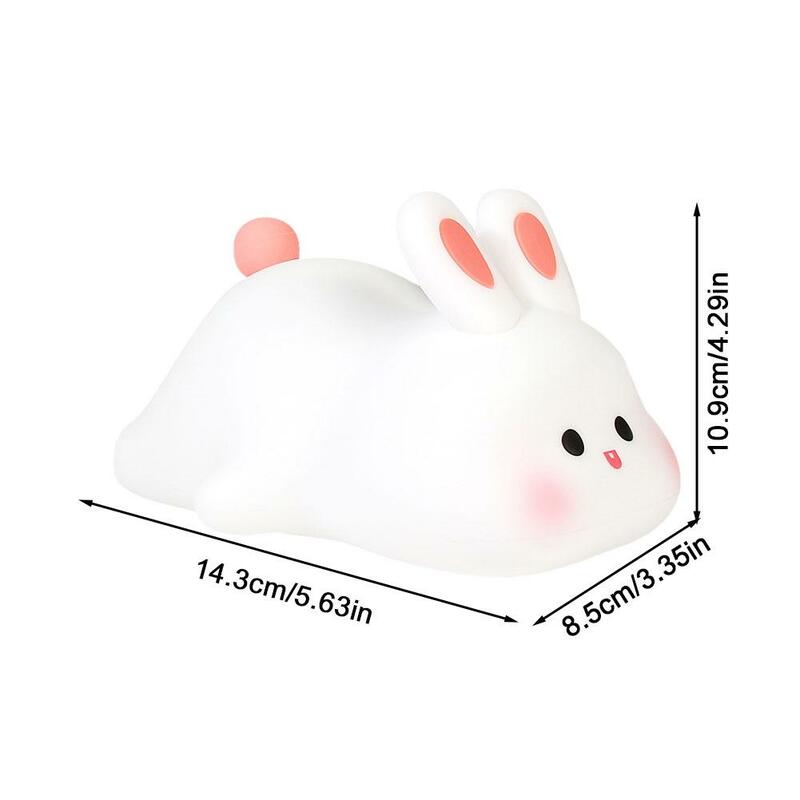 Led Cute Rabbit Night Light Silicone Usb Rechargeable Bedside Night Lamp Sensor For Kid Girl's Bedroom Decoration Bedside Decor