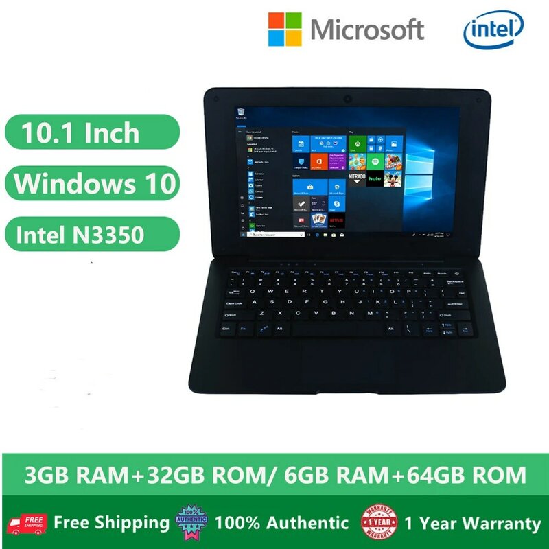 2022 tanie notatnik studencki Windows 10 Laptop Netbook 10.1 Cal Intel Celeron N3350 6GB pamięci RAM 64GB EMMC HDMI kamera USB