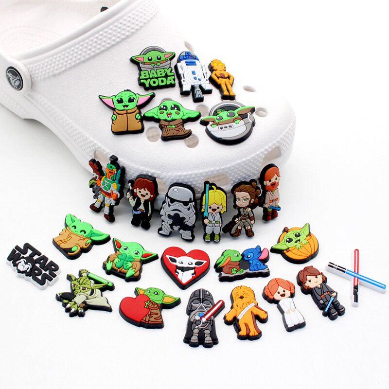 Carino 1 pz jibz Disney Star Wars PVC croc scarpe charms sandali dei cartoni animati accessori per zoccoli spille decorare ragazzi bambini regali di natale