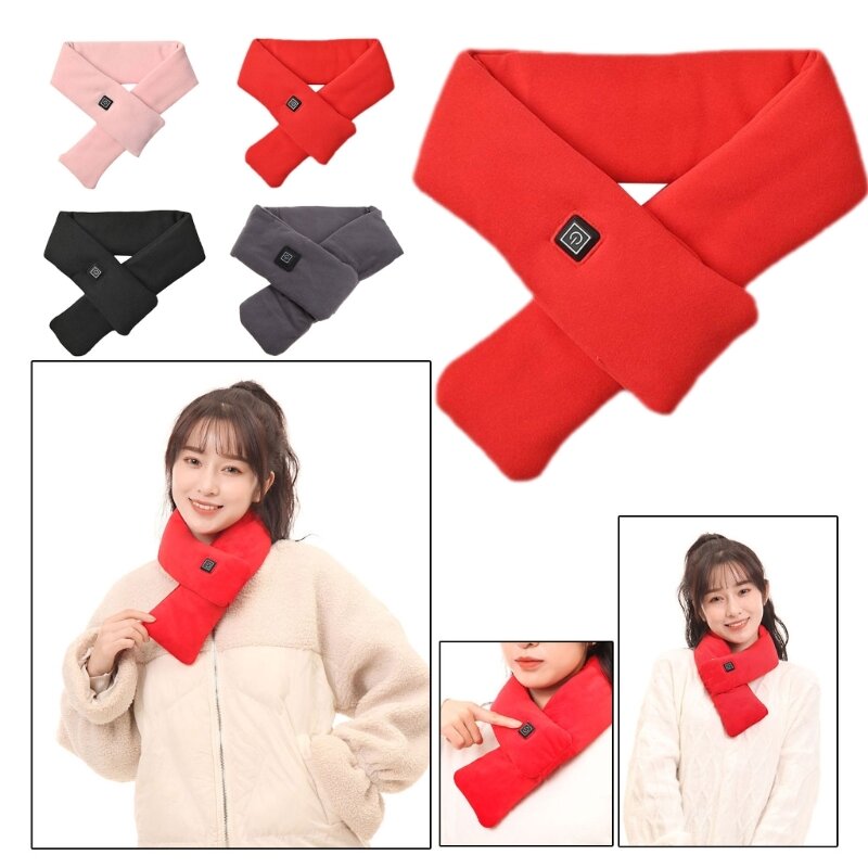USB Heating Scarf, Electric Heating Scarf, Heated Scarf USB, Recharge Heated Scarf with 3 Heating Levels for Outdoors