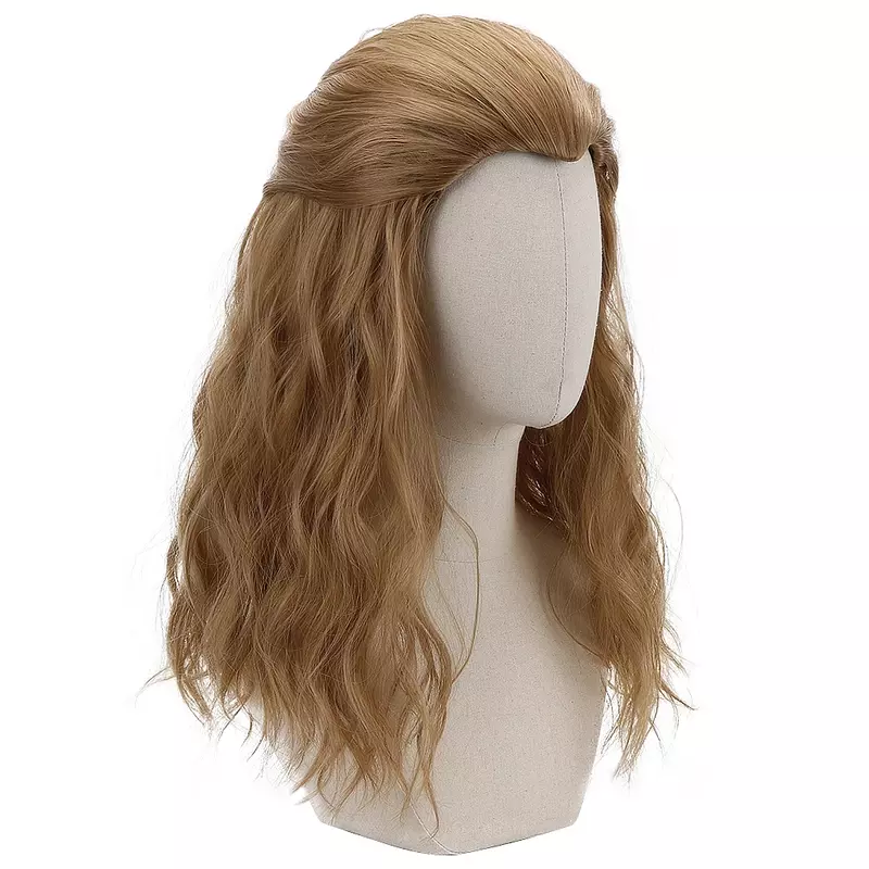Brown Blonde Long Wavy Cosplay Synthetic Hair Heat Resistant Wigs for Men Party Costume Halloween   Comic Movie Thor
