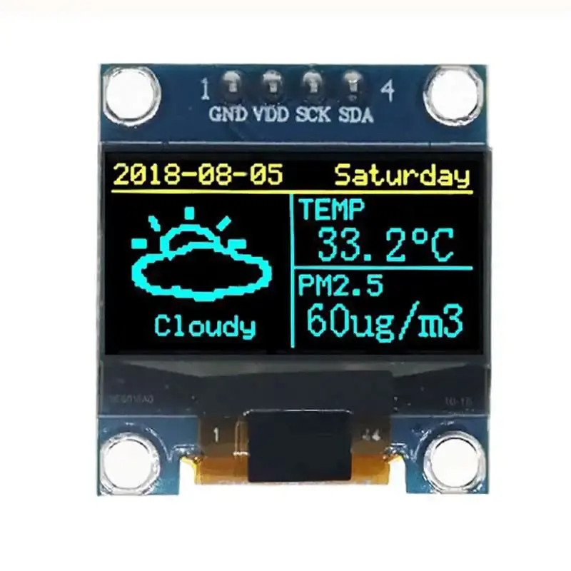 Módulo LCD OLED para Arduino, pantalla OLED de 0,96 pulgadas, I2C, SSD1315, 128X64, 0,96 pulgadas, Blanco/azul/amarillo + azul, 5V/3,3 V