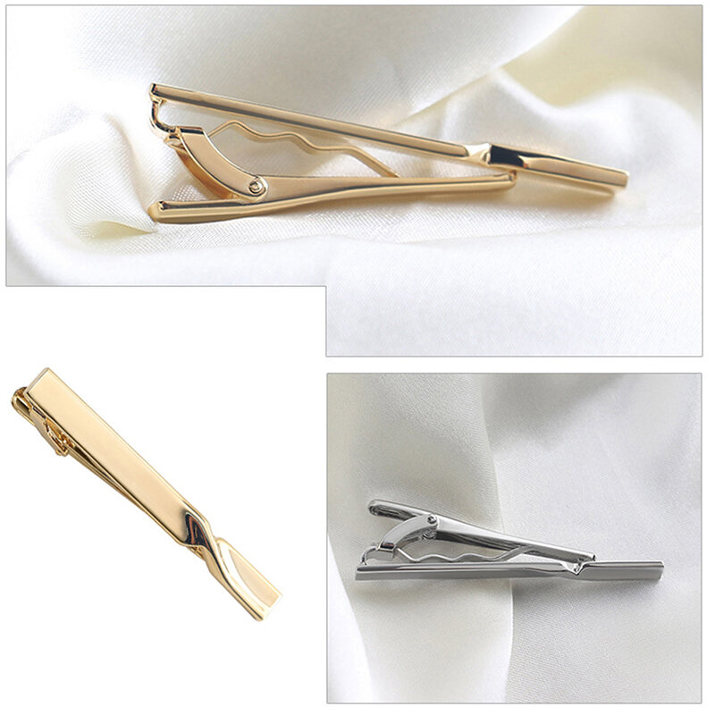 1Pc Tie Clip for Men Copper Simple Bar Clasp Practical Fashion Mens Classic Tie Clips Clamp Pin Jewelry Necktie Accessories