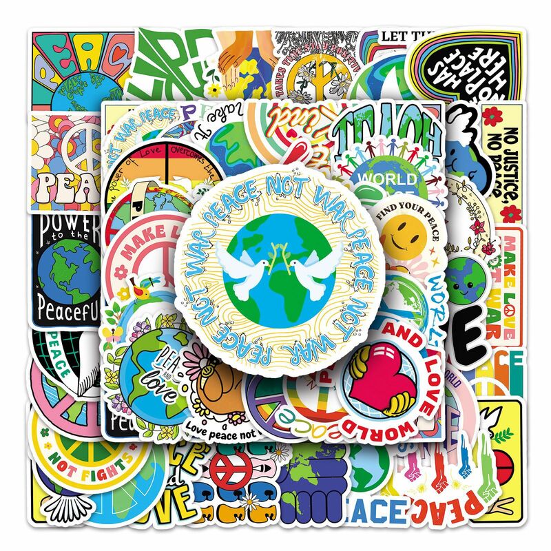 50 Stück World Peace Serie Graffiti Aufkleber geeignet für Laptop Helme Desktop-Dekoration DIY Aufkleber Spielzeug Großhandel