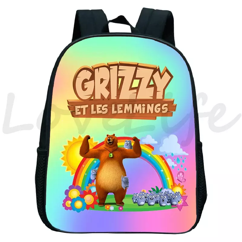Grizzy and the Lemmings Backpack Waterproof Kindergarten Bags Child Bookbag Kids Cartoon Anime Backpacks Boys Girls School Bag