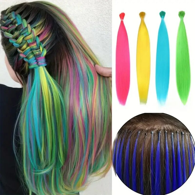 40cm 10root/pack colorato I-Tip cheratina Fusion estensioni dei capelli sintetici Y2K Lolita cosplay donne ragazza parrucche diritte
