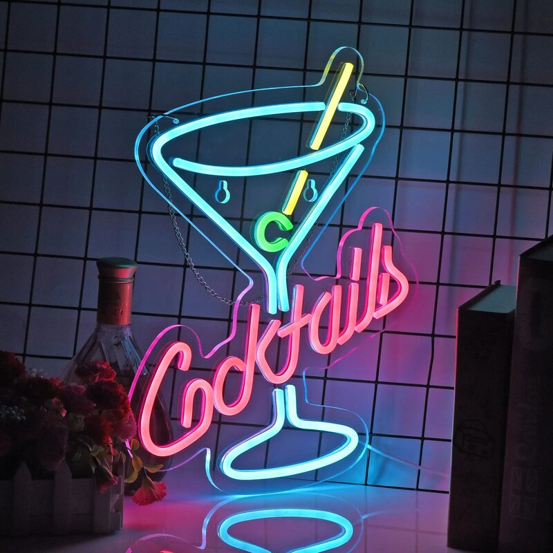 Letreros de neón para cócteles, luces LED acrílicas para Bar, Bar, Club, Hotel, Pub, cafetería, fiesta de cumpleaños, Lámpara decorativa de pared para habitación de adolescentes