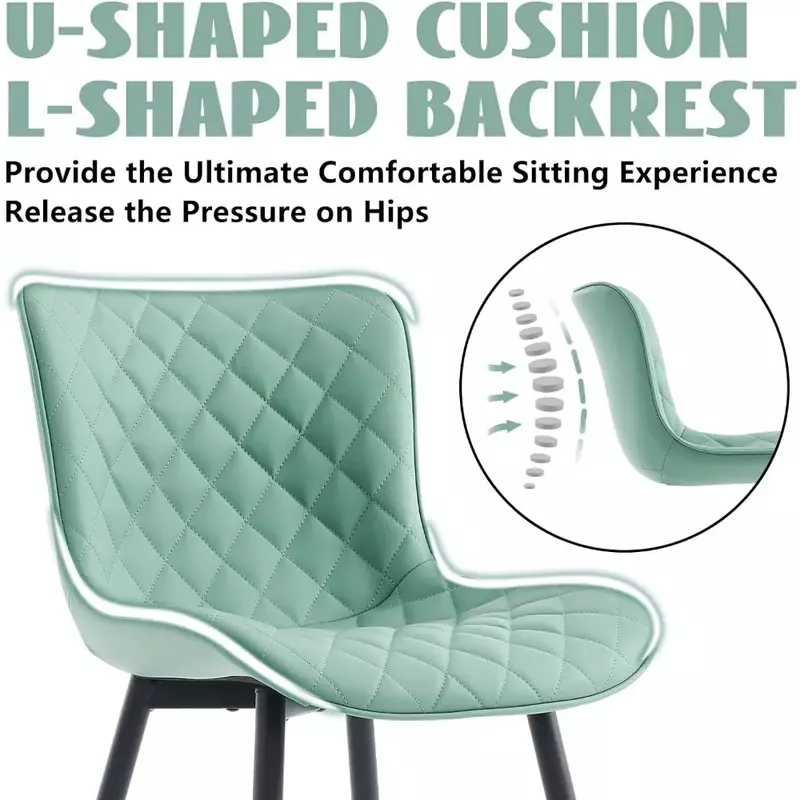 เก้าอี้สีกาแฟสีเขียวอ่อน, เก้าอี้สำหรับแขกผู้เข้าพักตกแต่งด้วยเม็ดเพชรหนัง PU ทันสมัยขนาดกลาง2ชิ้นทำจากโลหะด้านหลัง
