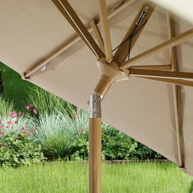 Parasol na Patio, parasole na zewnątrz o długości 9 stóp, parasole stołowe na Patio, z przyciskową korbą uchylną, parasol na Patio